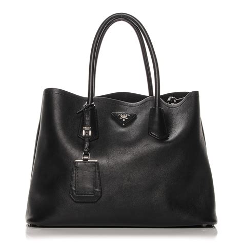 PRADA City Calf Medium Double Bag Nero Black 